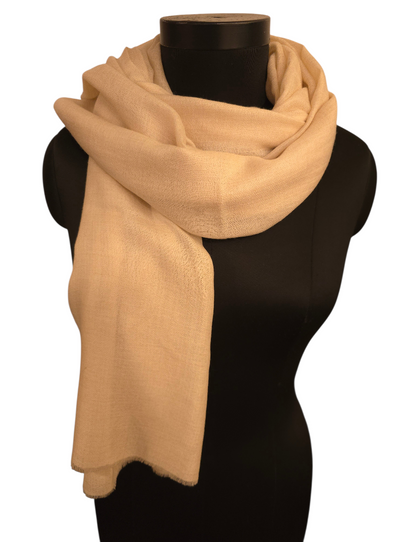 Ekte håndvevet elfenbenhvitt pashmina sjal (2)