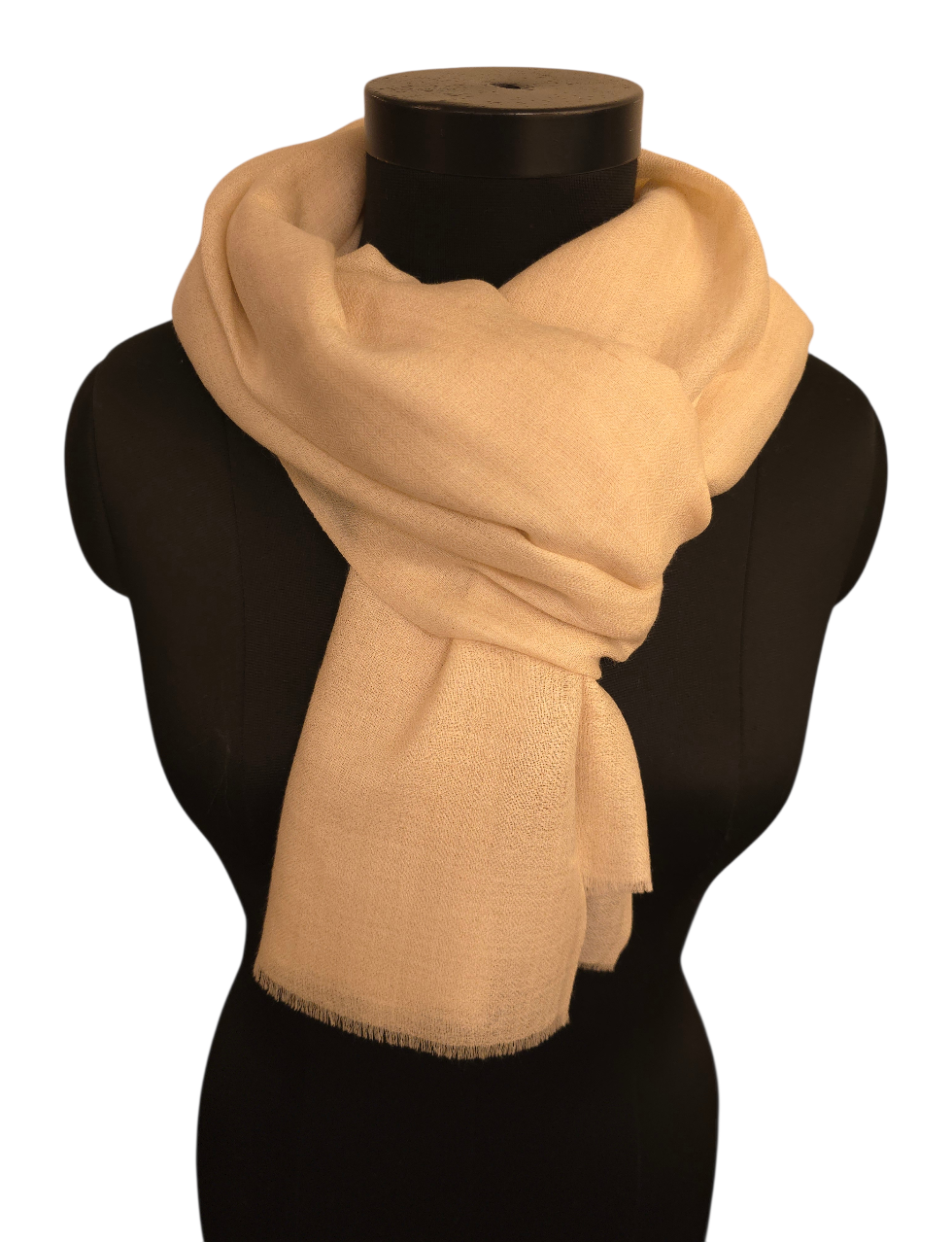 Ekte håndvevet elfenbenhvitt pashmina sjal (2)