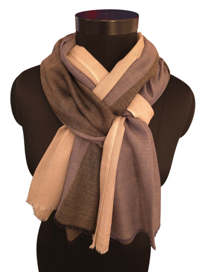 Merino og silke skjerf i lys beige, blått og sort (27)