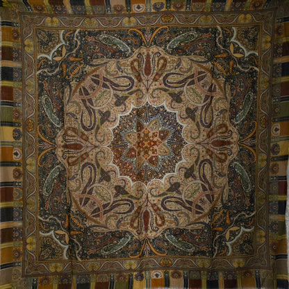 Kvadratisk merino og silkesjal i varme farger (15)