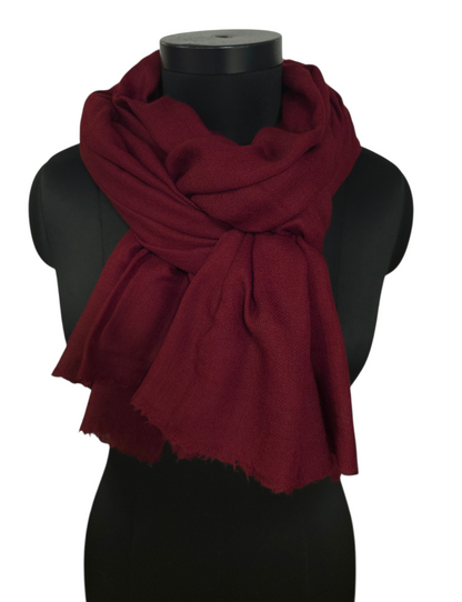 Burgunderrødt cashmere sjal (10)