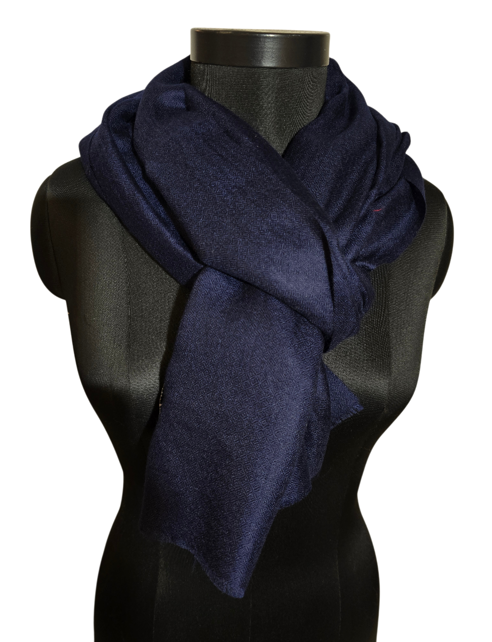 Eksklusivt håndvevet marineblått pashmina sjal (3)