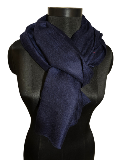 Eksklusivt håndvevet marineblått pashmina sjal (3)