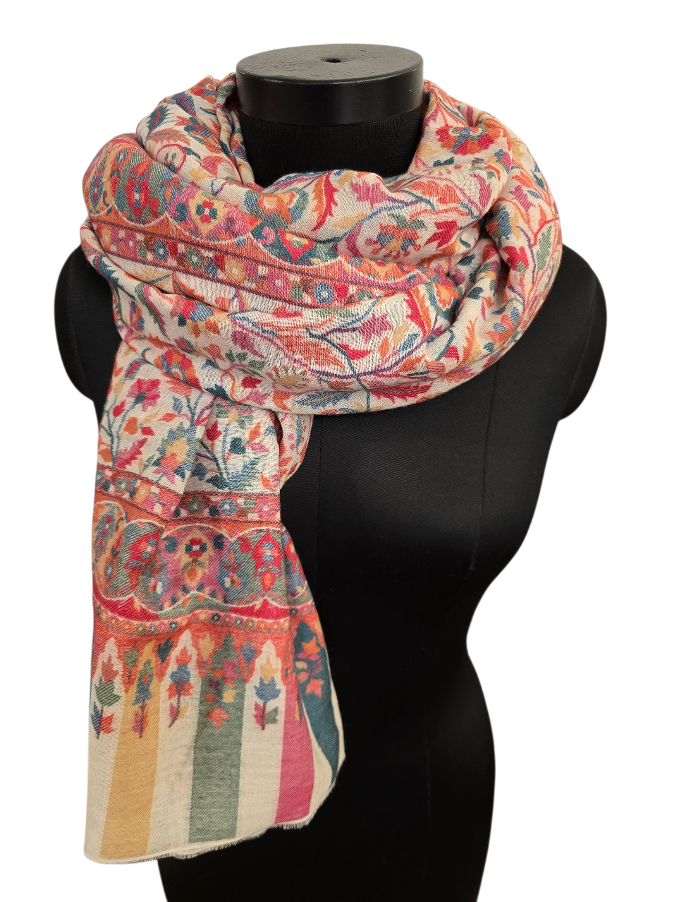 Flott mønstervevet sjal i cashmere og merino (39)