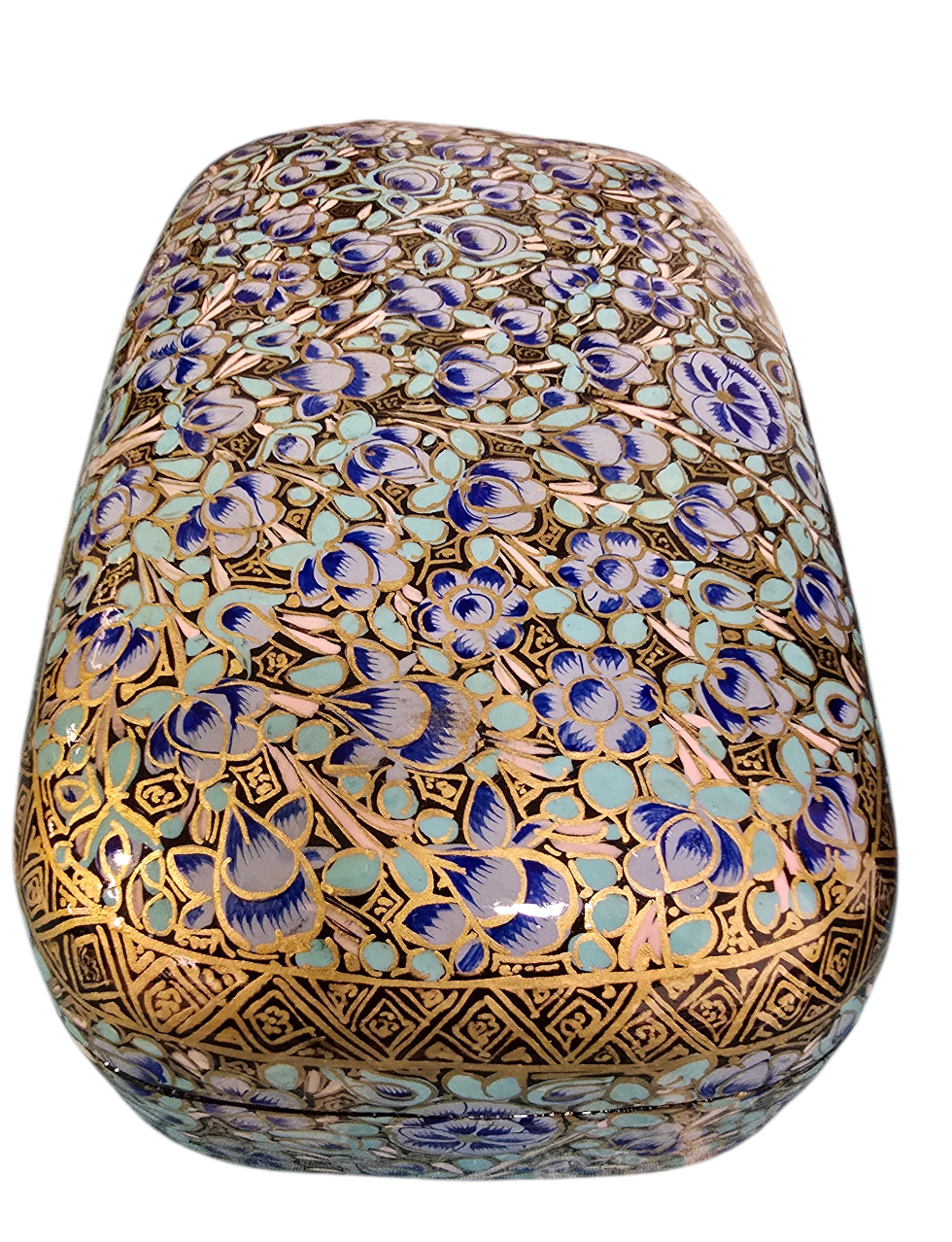 Eksepsjonelt flott smykkeskrin i blått, turkis og gull (48)