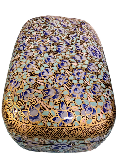 Eksepsjonelt flott smykkeskrin i blått, turkis og gull (48)