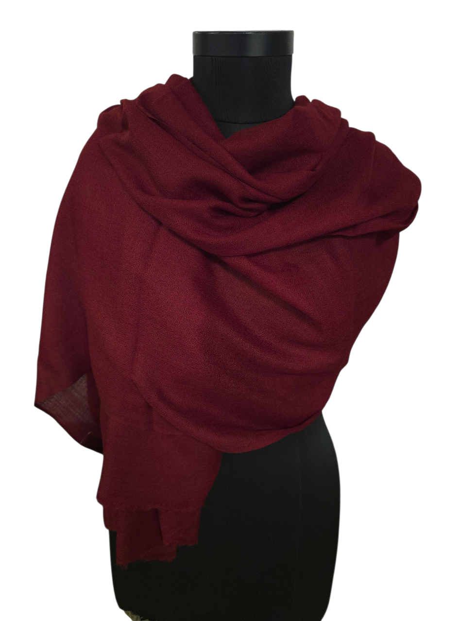 Burgunderrødt cashmere sjal (10)