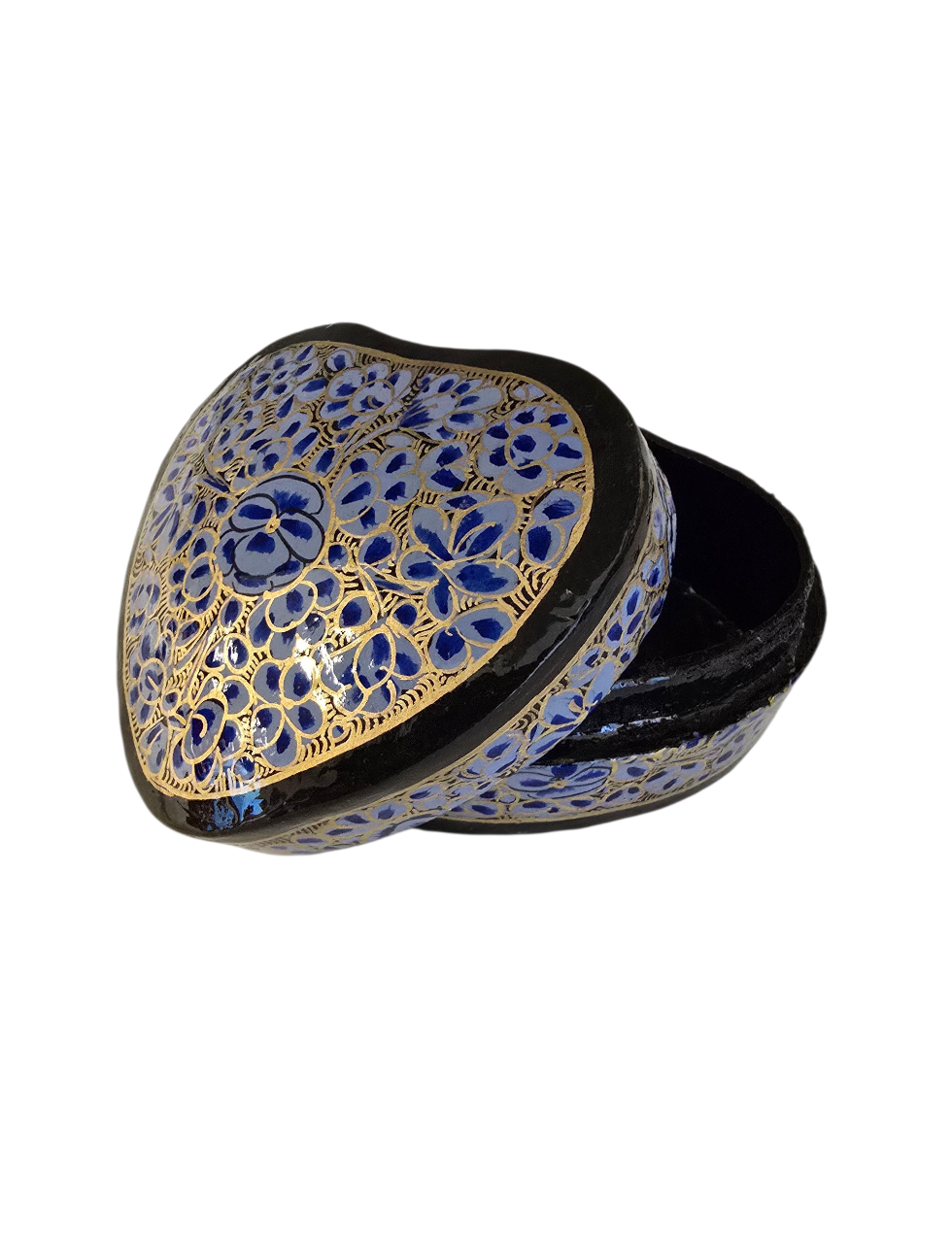 Hjerteformet smykkeskrin med blå blomster (30)