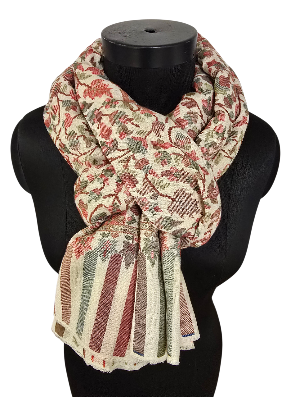 Lyst, varmt og vakkert mønstervevet sjal i 100% merino ull (44)