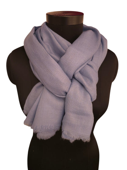 Nydelig, supermykt håndvevet lyseblått pashmina sjal (5)