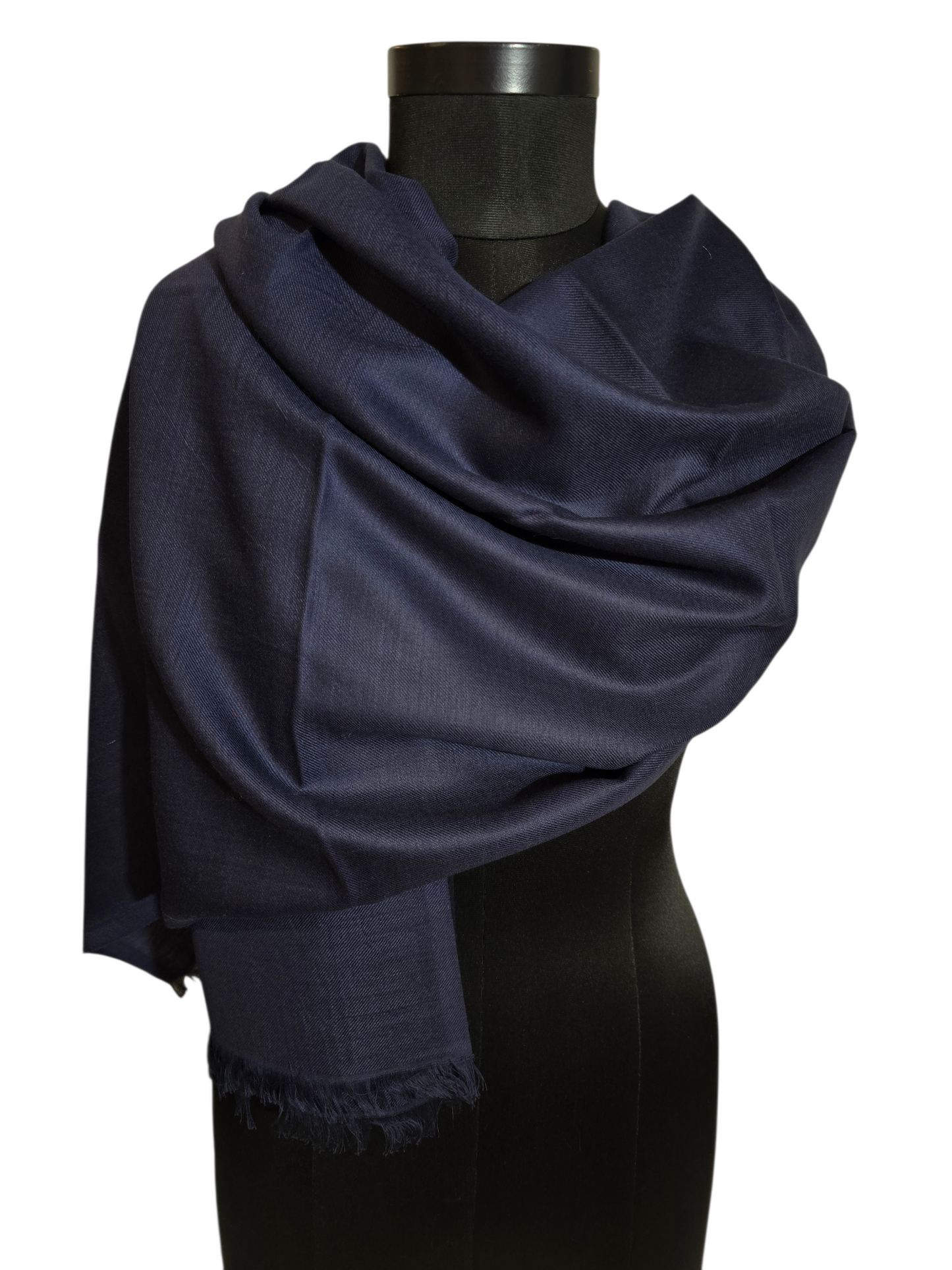 Marineblått skjerf i merino og bomull (07)