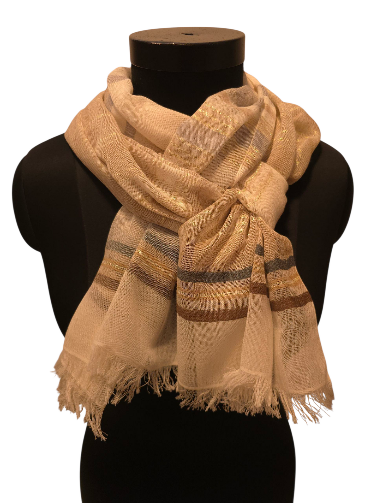 Lett og luftig lyst bomullsskjerf med en gylne tråd (069)