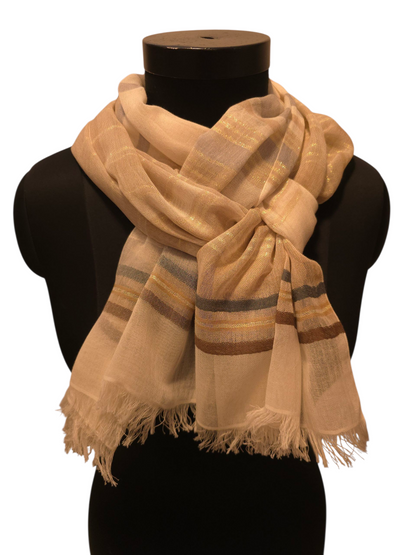 Lett og luftig lyst bomullsskjerf med en gylne tråd (069)