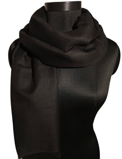 Sort skjerf i merino og bomull (04)