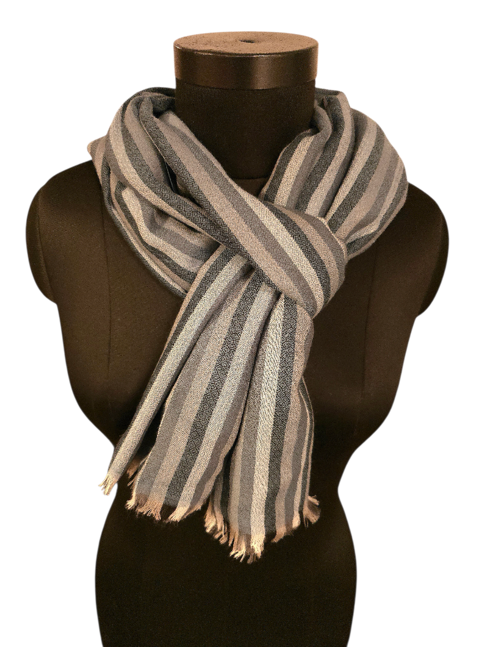 Stripete ullskjerf i blå-grå farger (4)