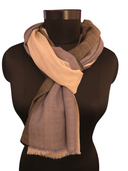 Merino og silke skjerf i lys beige, blått og sort (27)