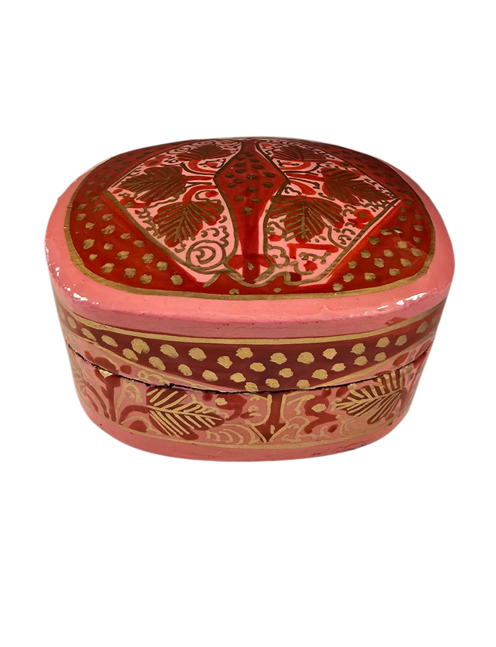 Liten håndlaget rosa og rød boks (44)