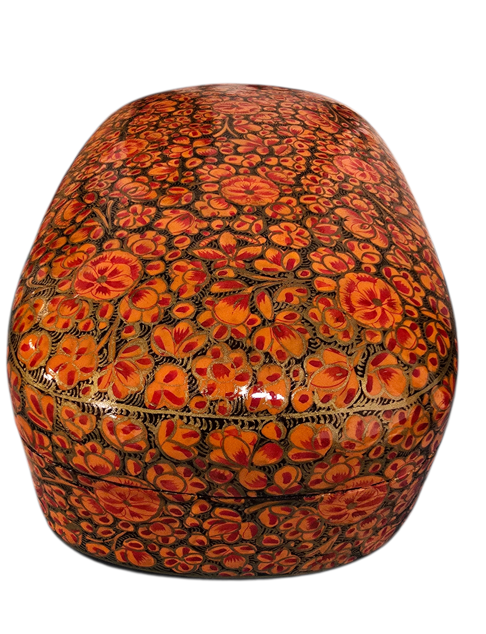 Lekkert smykkeskrin med oransje blomster og gyllen dekor (50)