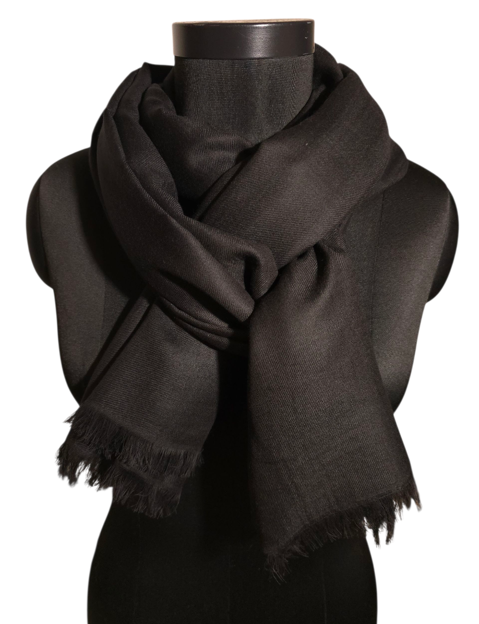 Sort skjerf i merino og bomull (04)