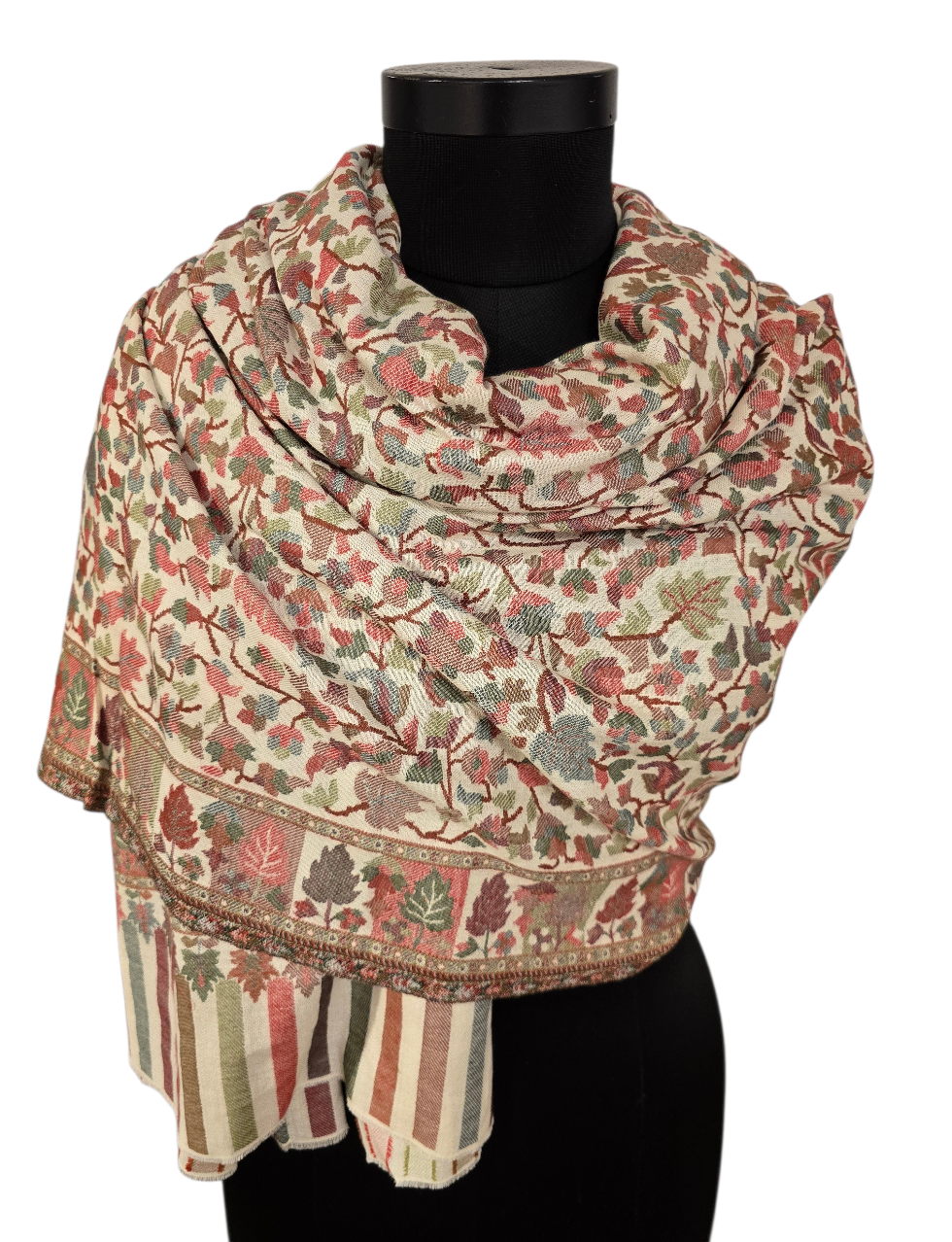 Lyst, varmt og vakkert mønstervevet sjal i 100% merino ull (44)