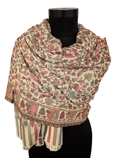 Lyst, varmt og vakkert mønstervevet sjal i 100% merino ull (44)