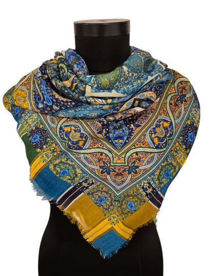 Høstpreget firkantet sjal i merino og silke (17)