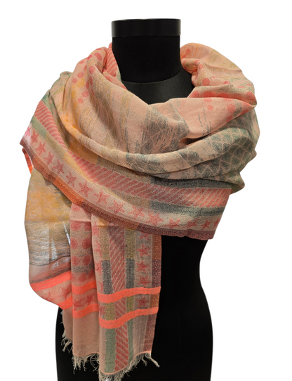 Friskt pastellfarget bomullsskjerf (082)