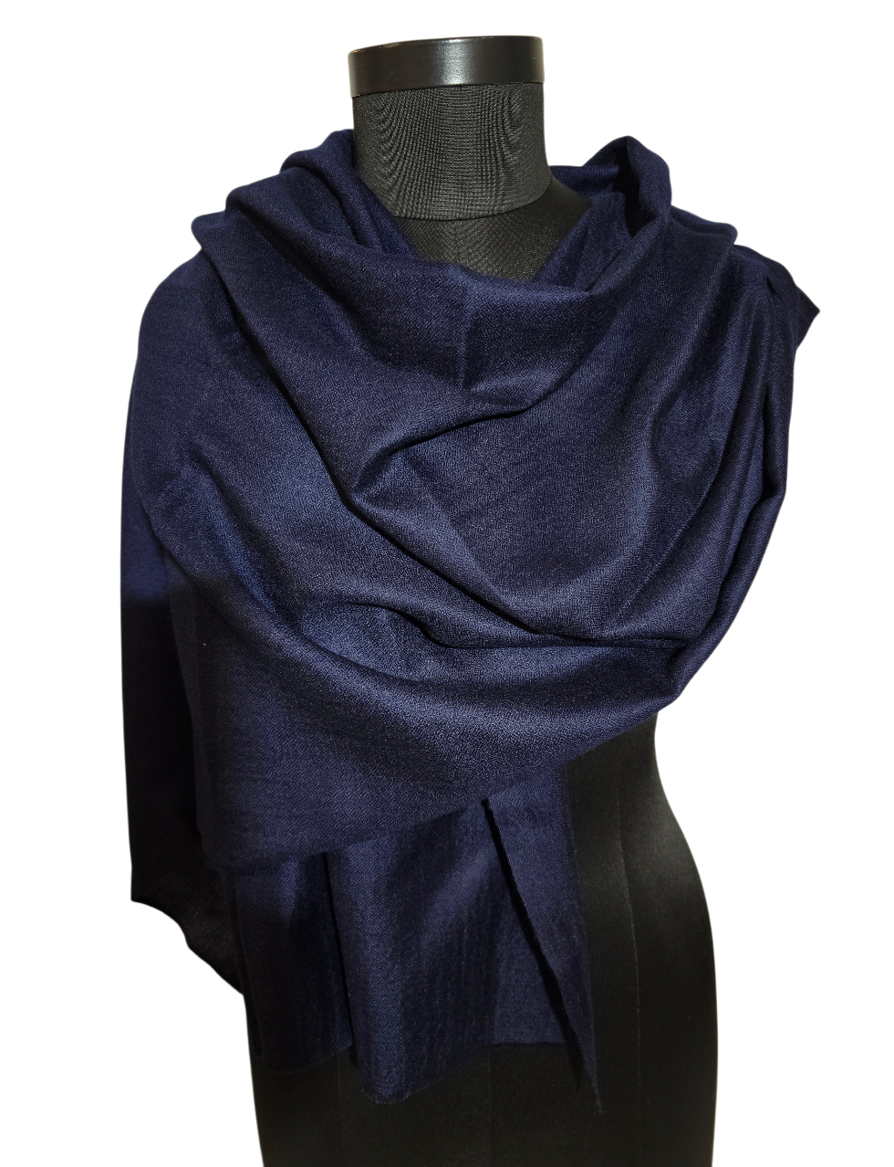 Eksklusivt håndvevet marineblått pashmina sjal (3)