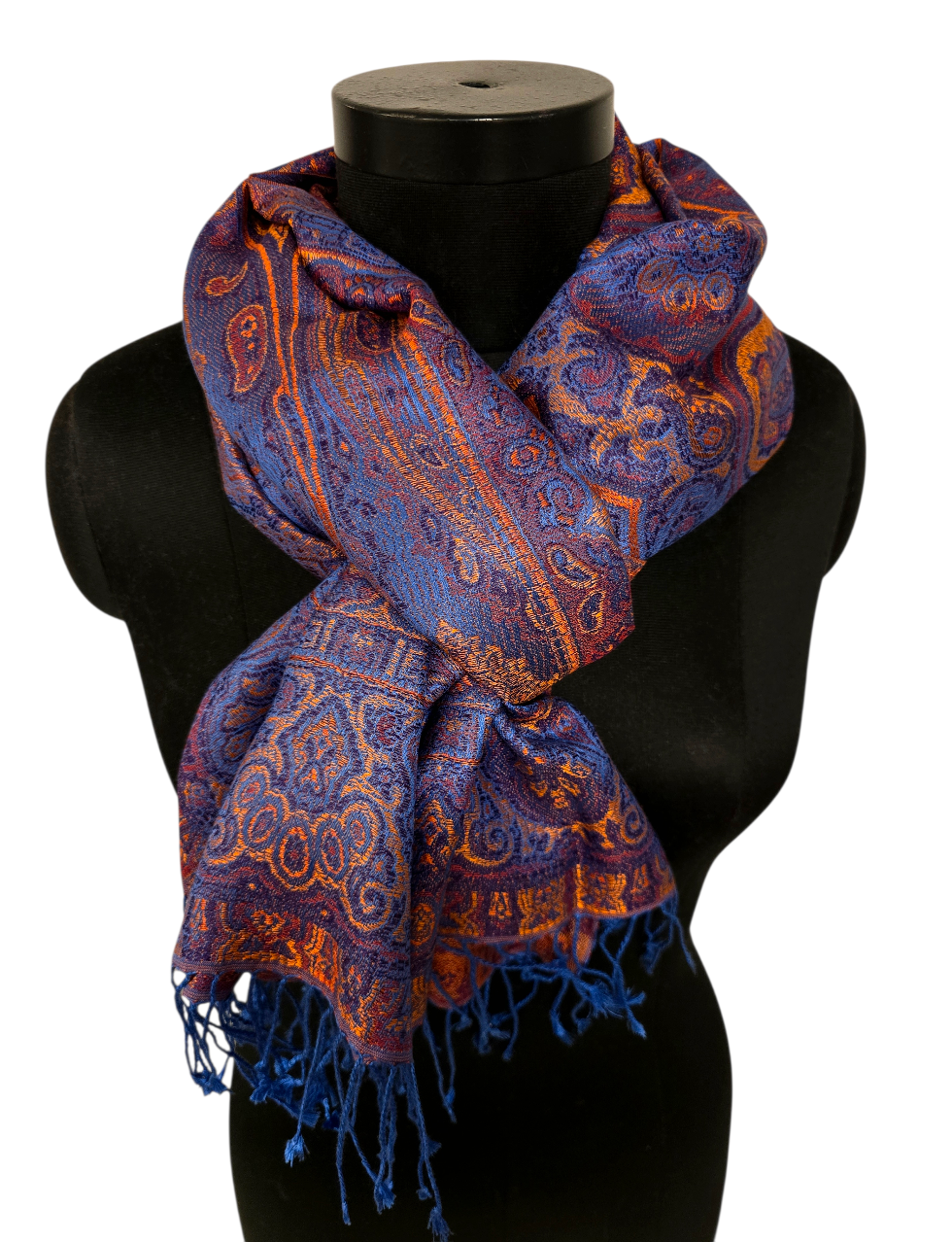 Jaquardvevet sjal i rolige farger (35)