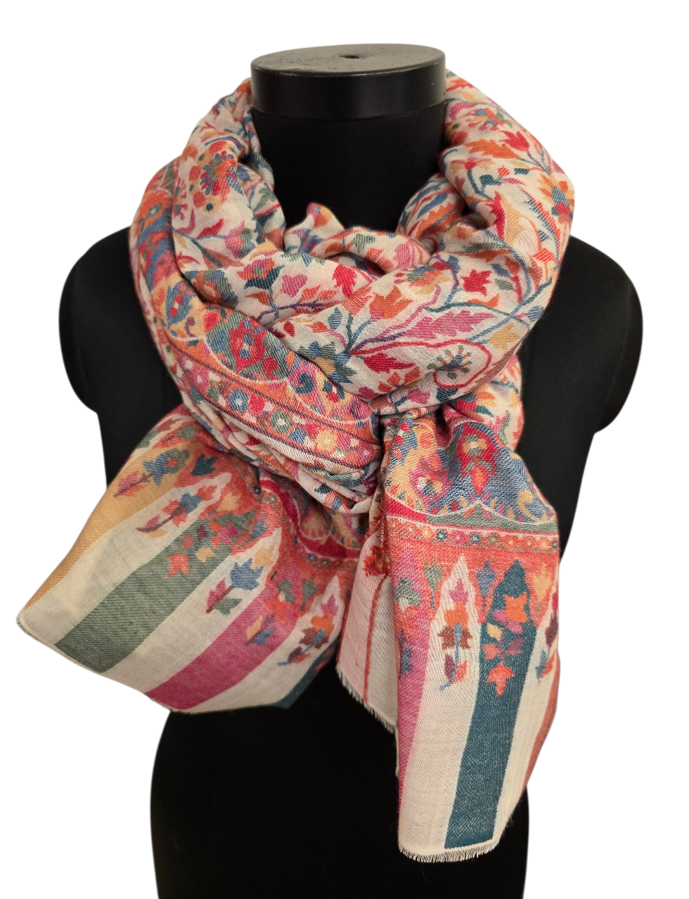 Flott mønstervevet sjal i cashmere og merino (39)