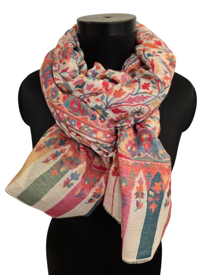 Flott mønstervevet sjal i cashmere og merino (39)