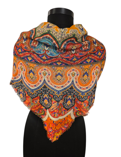 Firkantet sjal i ull og silke (13)