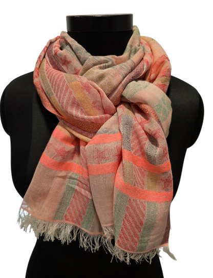 Friskt pastellfarget bomullsskjerf (082)