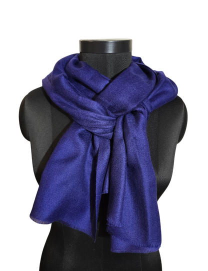 Klassisk blått håndvevet pashmina sjal (4)