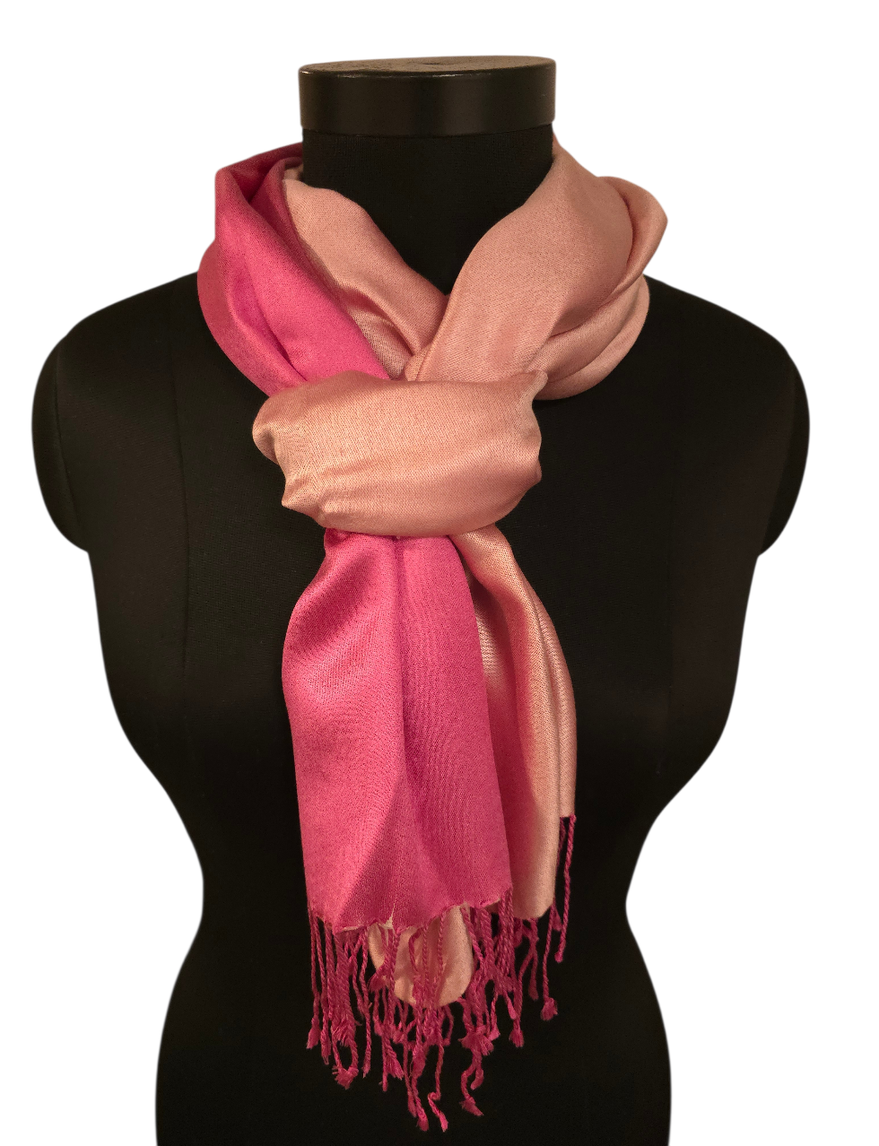 Lekkert tosidig rosa og babyrosa silkeskjerf (35)