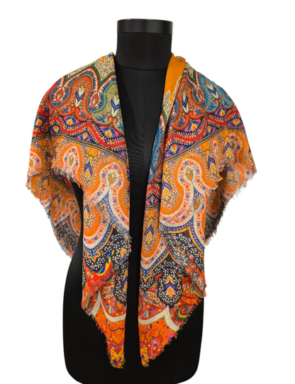 Firkantet sjal i ull og silke (13)