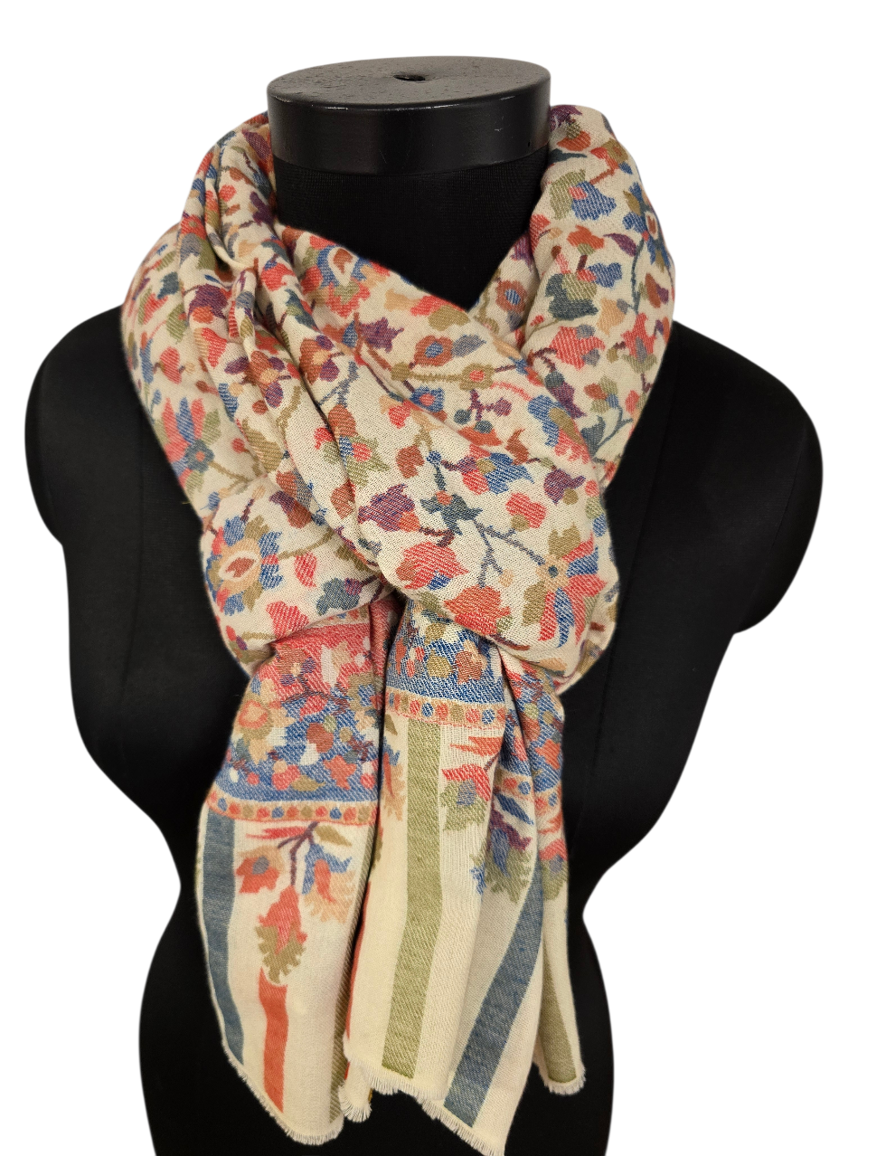 Naturfarget mønstervevet sjal i 100% merino ull (43)