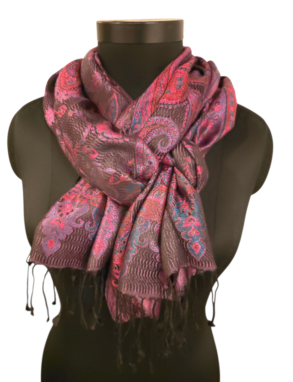 Silkeskjerf i rosa, lilla og sorte farger (91)