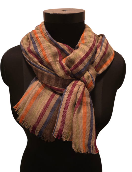 Stripete og rutete skjerf i ren ull (81)