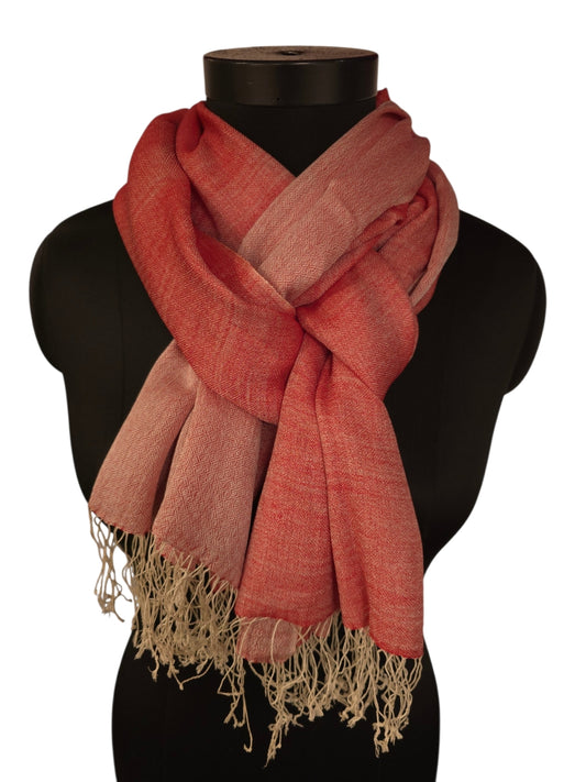 Cashmere - silkeskjerf cayennerødt og hvitt(11)