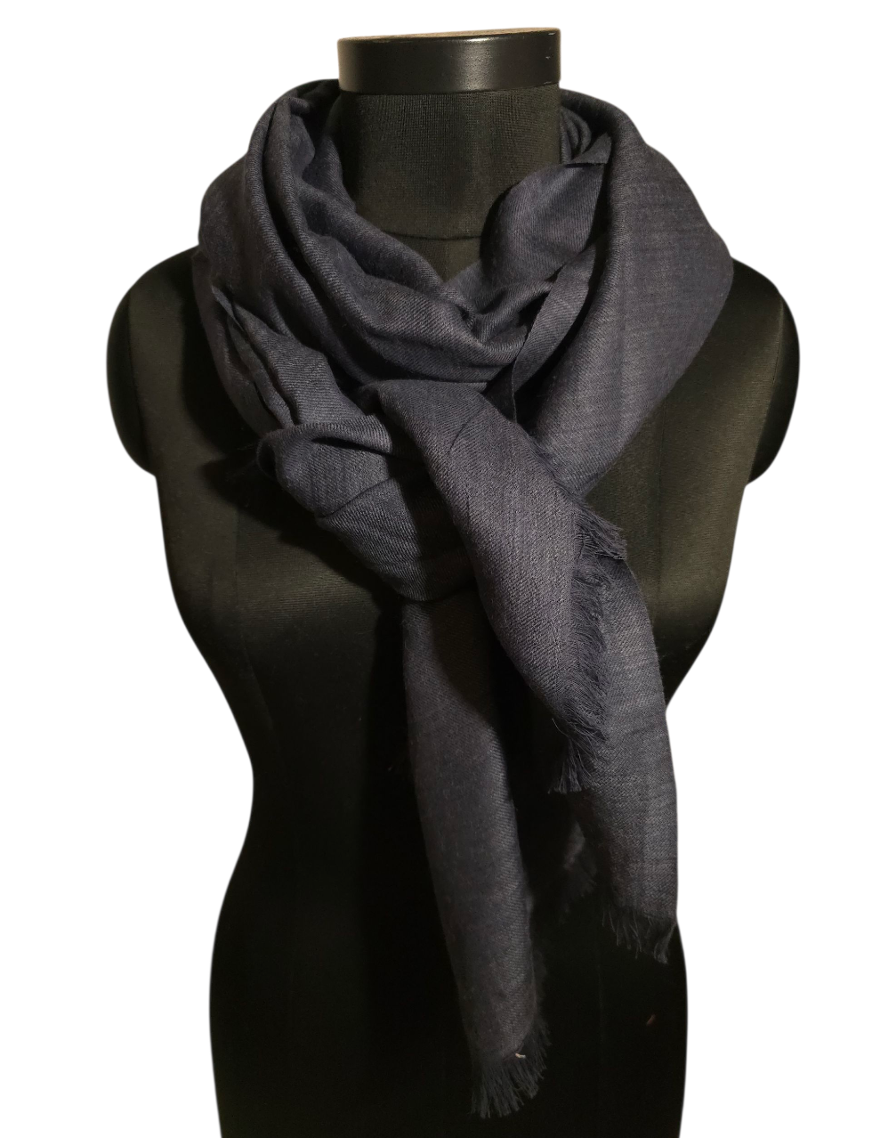 Blåmelert skjerf i merino og bomull (06)