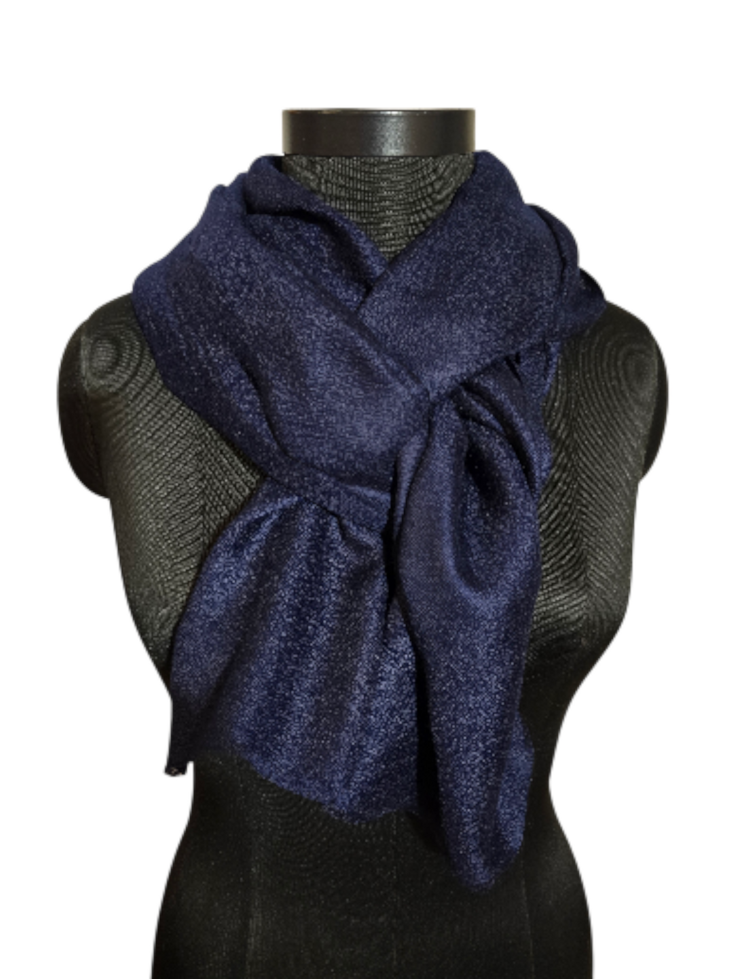 Eksklusivt håndvevet marineblått pashmina sjal (3)