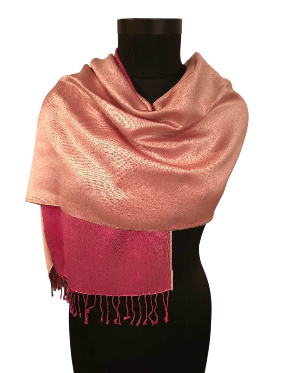 Lekkert tosidig rosa og babyrosa silkeskjerf (35)