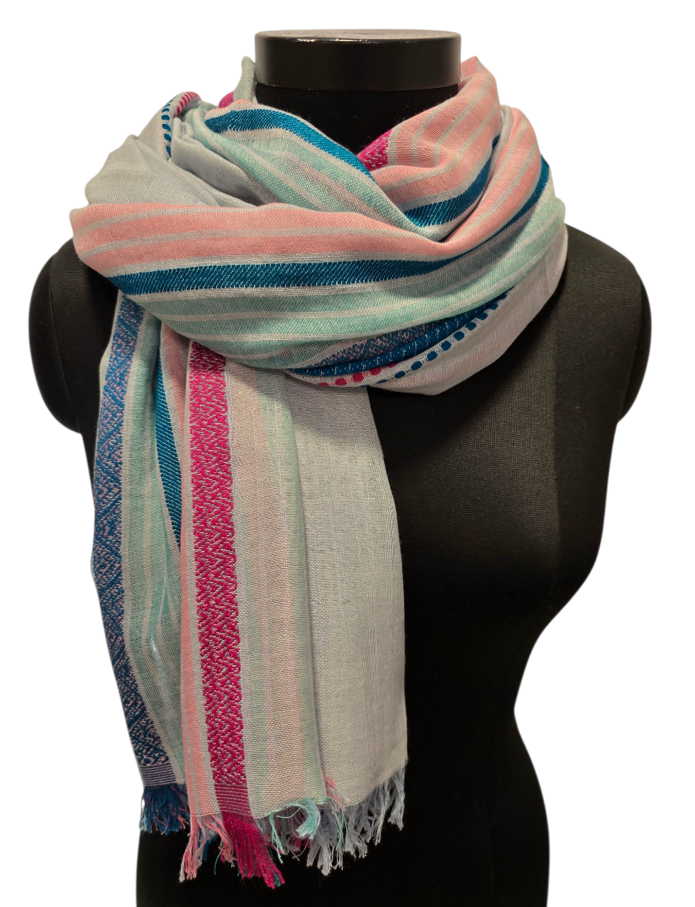 Stort stripete bomullssjal (124)