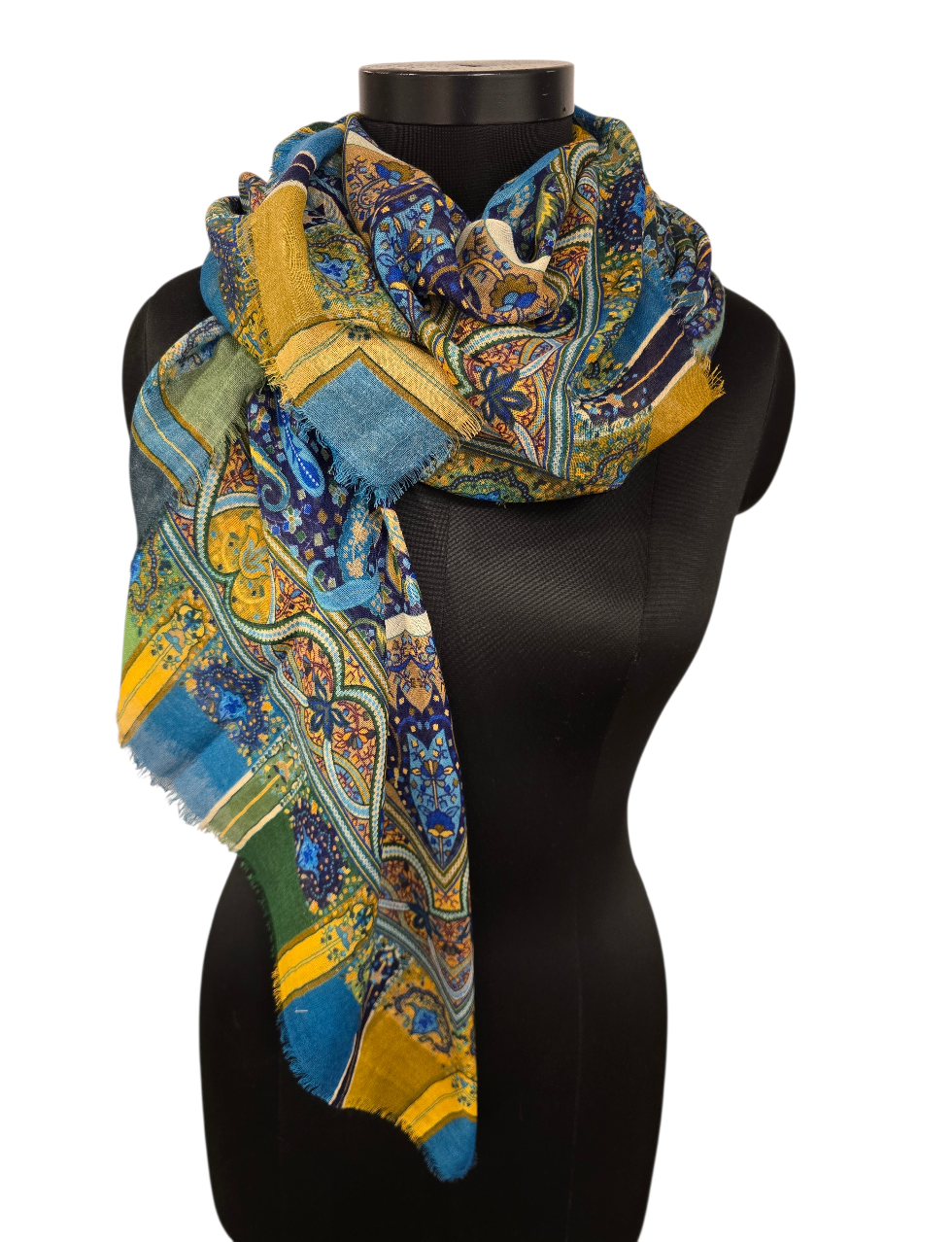 Høstpreget firkantet sjal i merino og silke (17)