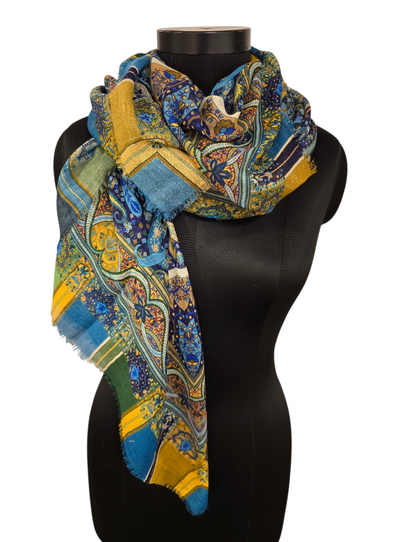 Høstpreget firkantet sjal i merino og silke (17)