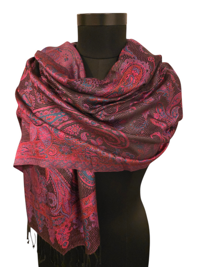 Silkeskjerf i rosa, lilla og sorte farger (91)