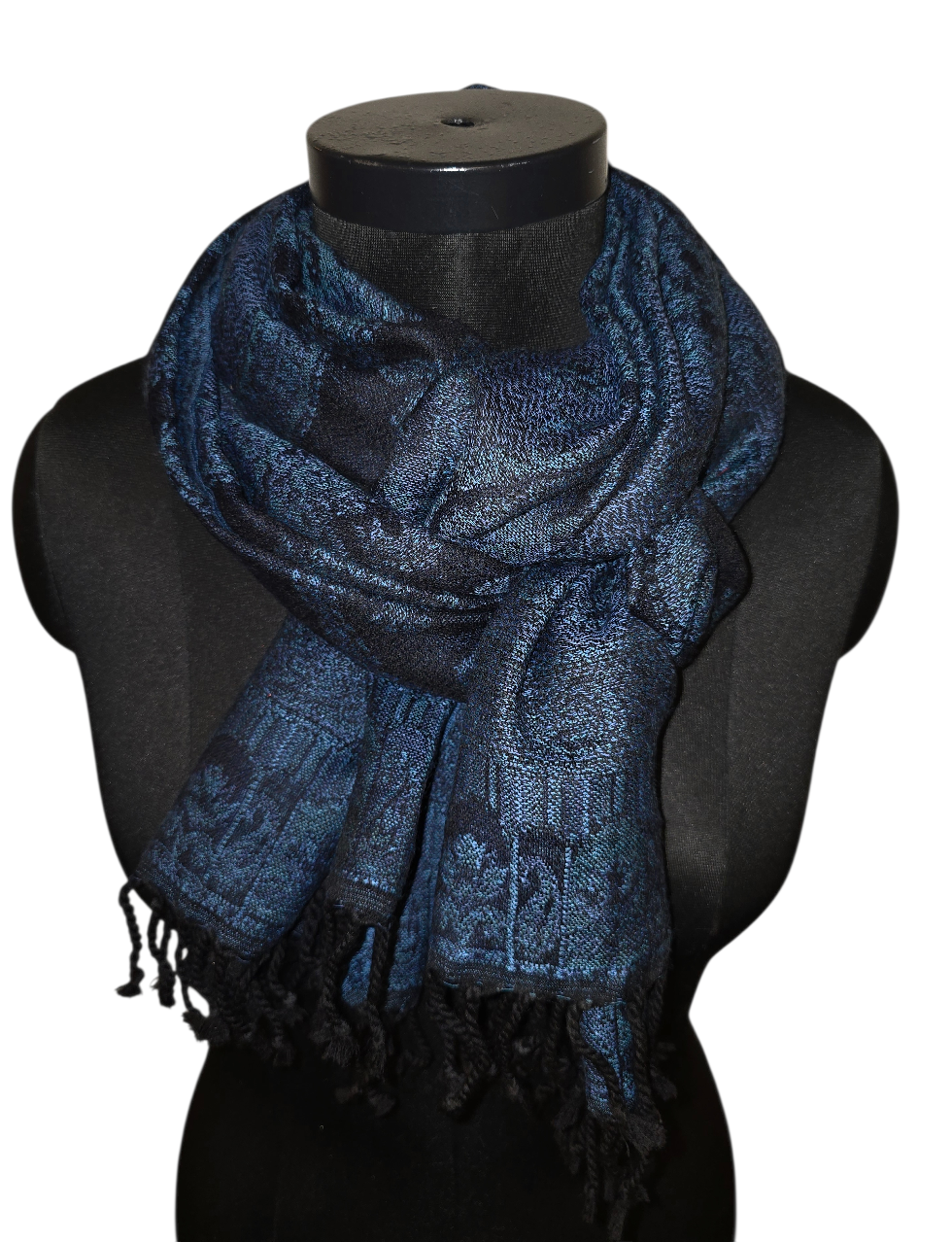 Sort og blått ullskjerf (69)