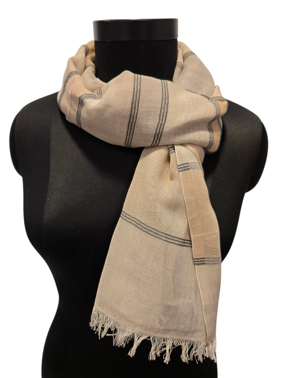 Lett stripete bomullsskjerf (091)