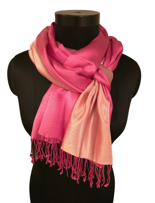 Lekkert tosidig rosa og babyrosa silkeskjerf (35)